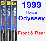 Front & Rear Wiper Blade Pack for 1999 Honda Odyssey - Vision Saver