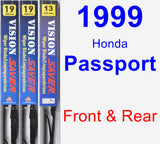 Front & Rear Wiper Blade Pack for 1999 Honda Passport - Vision Saver