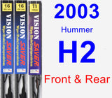 Front & Rear Wiper Blade Pack for 2003 Hummer H2 - Vision Saver