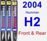 Front & Rear Wiper Blade Pack for 2004 Hummer H2 - Vision Saver