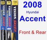 Front & Rear Wiper Blade Pack for 2008 Hyundai Accent - Vision Saver