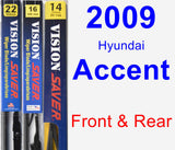 Front & Rear Wiper Blade Pack for 2009 Hyundai Accent - Vision Saver