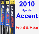 Front & Rear Wiper Blade Pack for 2010 Hyundai Accent - Vision Saver