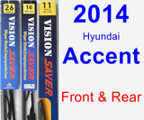Front & Rear Wiper Blade Pack for 2014 Hyundai Accent - Vision Saver