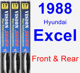 Front & Rear Wiper Blade Pack for 1988 Hyundai Excel - Vision Saver