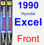 Front Wiper Blade Pack for 1990 Hyundai Excel - Vision Saver