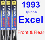 Front & Rear Wiper Blade Pack for 1993 Hyundai Excel - Vision Saver