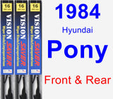 Front & Rear Wiper Blade Pack for 1984 Hyundai Pony - Vision Saver