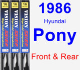 Front & Rear Wiper Blade Pack for 1986 Hyundai Pony - Vision Saver