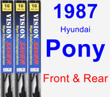 Front & Rear Wiper Blade Pack for 1987 Hyundai Pony - Vision Saver