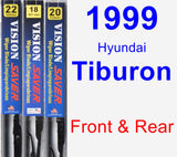 Front & Rear Wiper Blade Pack for 1999 Hyundai Tiburon - Vision Saver