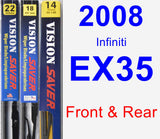 Front & Rear Wiper Blade Pack for 2008 Infiniti EX35 - Vision Saver