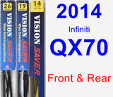 Front & Rear Wiper Blade Pack for 2014 Infiniti QX70 - Vision Saver