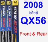 Front & Rear Wiper Blade Pack for 2008 Infiniti QX56 - Vision Saver