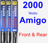 Front & Rear Wiper Blade Pack for 2000 Isuzu Amigo - Vision Saver