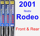 Front & Rear Wiper Blade Pack for 2001 Isuzu Rodeo - Vision Saver