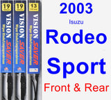 Front & Rear Wiper Blade Pack for 2003 Isuzu Rodeo Sport - Vision Saver