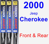 Front & Rear Wiper Blade Pack for 2000 Jeep Cherokee - Vision Saver