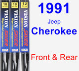 Front & Rear Wiper Blade Pack for 1991 Jeep Cherokee - Vision Saver