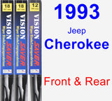 Front & Rear Wiper Blade Pack for 1993 Jeep Cherokee - Vision Saver