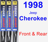 Front & Rear Wiper Blade Pack for 1998 Jeep Cherokee - Vision Saver