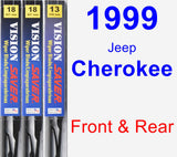 Front & Rear Wiper Blade Pack for 1999 Jeep Cherokee - Vision Saver