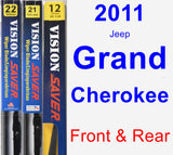 Front & Rear Wiper Blade Pack for 2011 Jeep Grand Cherokee - Vision Saver