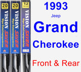 Front & Rear Wiper Blade Pack for 1993 Jeep Grand Cherokee - Vision Saver