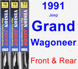 Front & Rear Wiper Blade Pack for 1991 Jeep Grand Wagoneer - Vision Saver