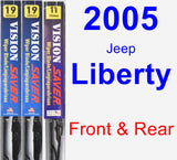 Front & Rear Wiper Blade Pack for 2005 Jeep Liberty - Vision Saver