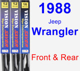 Front & Rear Wiper Blade Pack for 1988 Jeep Wrangler - Vision Saver