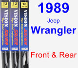 Front & Rear Wiper Blade Pack for 1989 Jeep Wrangler - Vision Saver