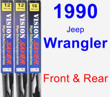 Front & Rear Wiper Blade Pack for 1990 Jeep Wrangler - Vision Saver