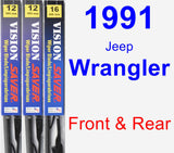 Front & Rear Wiper Blade Pack for 1991 Jeep Wrangler - Vision Saver