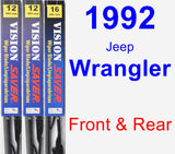 Front & Rear Wiper Blade Pack for 1992 Jeep Wrangler - Vision Saver