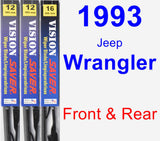 Front & Rear Wiper Blade Pack for 1993 Jeep Wrangler - Vision Saver