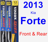 Front & Rear Wiper Blade Pack for 2013 Kia Forte - Vision Saver