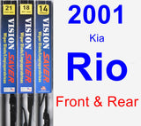 Front & Rear Wiper Blade Pack for 2001 Kia Rio - Vision Saver