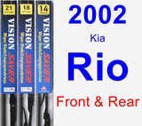 Front & Rear Wiper Blade Pack for 2002 Kia Rio - Vision Saver