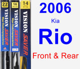 Front & Rear Wiper Blade Pack for 2006 Kia Rio - Vision Saver