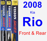 Front & Rear Wiper Blade Pack for 2008 Kia Rio - Vision Saver