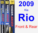 Front & Rear Wiper Blade Pack for 2009 Kia Rio - Vision Saver