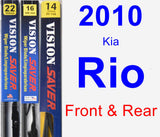 Front & Rear Wiper Blade Pack for 2010 Kia Rio - Vision Saver