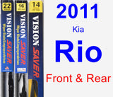 Front & Rear Wiper Blade Pack for 2011 Kia Rio - Vision Saver