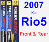 Front & Rear Wiper Blade Pack for 2007 Kia Rio5 - Vision Saver