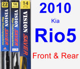 Front & Rear Wiper Blade Pack for 2010 Kia Rio5 - Vision Saver