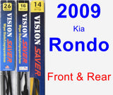 Front & Rear Wiper Blade Pack for 2009 Kia Rondo - Vision Saver