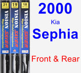 Front & Rear Wiper Blade Pack for 2000 Kia Sephia - Vision Saver