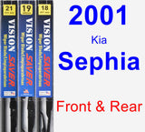 Front & Rear Wiper Blade Pack for 2001 Kia Sephia - Vision Saver