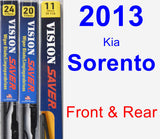 Front & Rear Wiper Blade Pack for 2013 Kia Sorento - Vision Saver